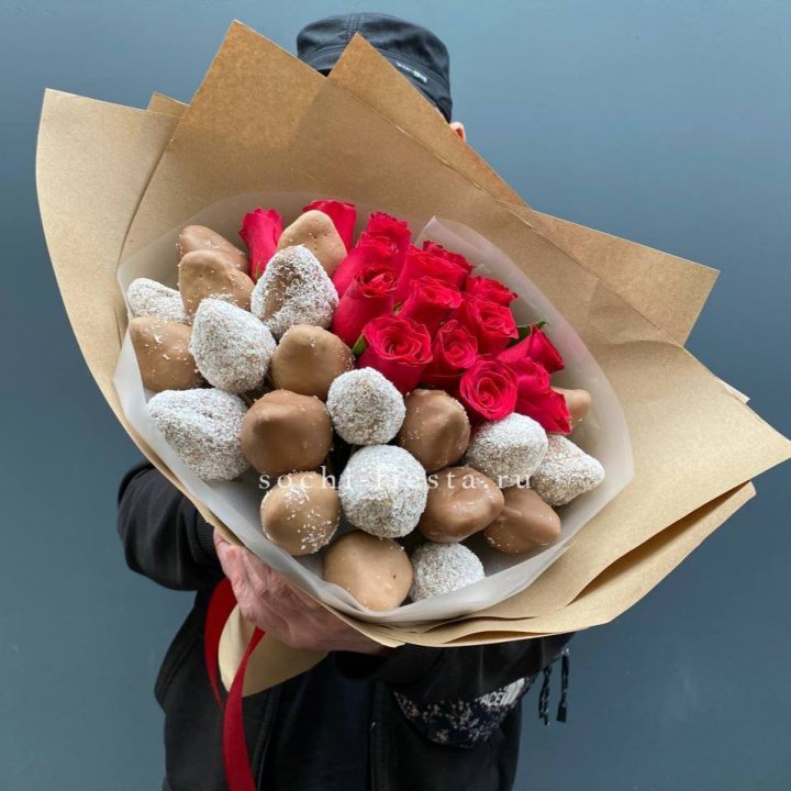 Розы и клубника в шоколаде Мерси в Стерлитамаке