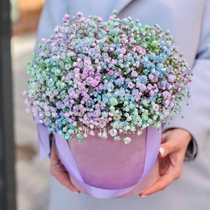 Гипсофилы в шляпной коробке "Кандилайт" в Стерлитамаке