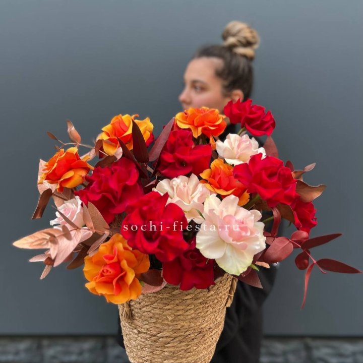 Авторский бокс "Роксана" в джутовом кашпо в Стерлитамаке