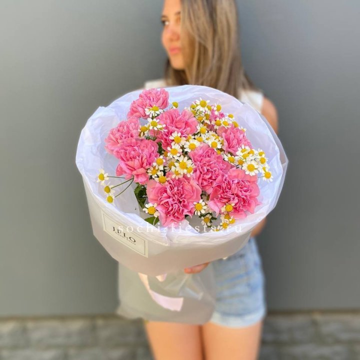 Дуобукет диантусов и ромашек в Стерлитамаке
