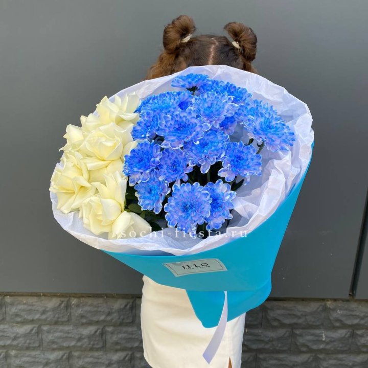 Дуо букет розы и хризантема в Стерлитамаке