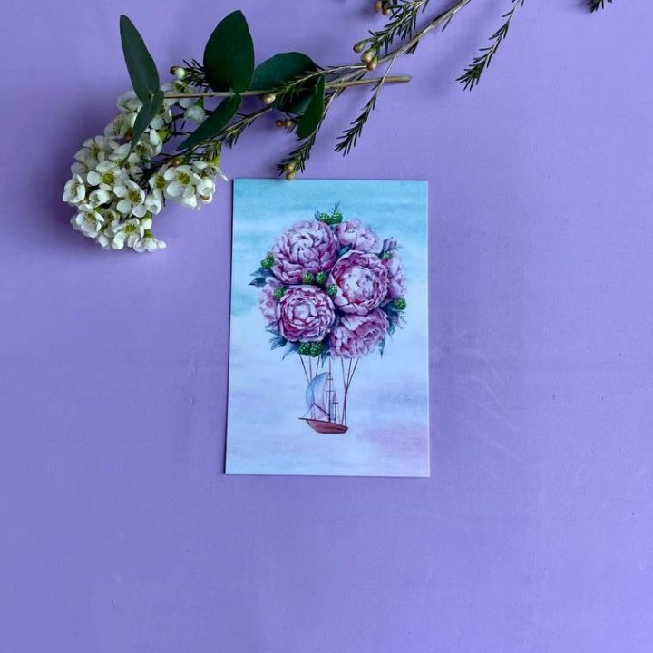 Открытка к букету "Пион" в Стерлитамаке