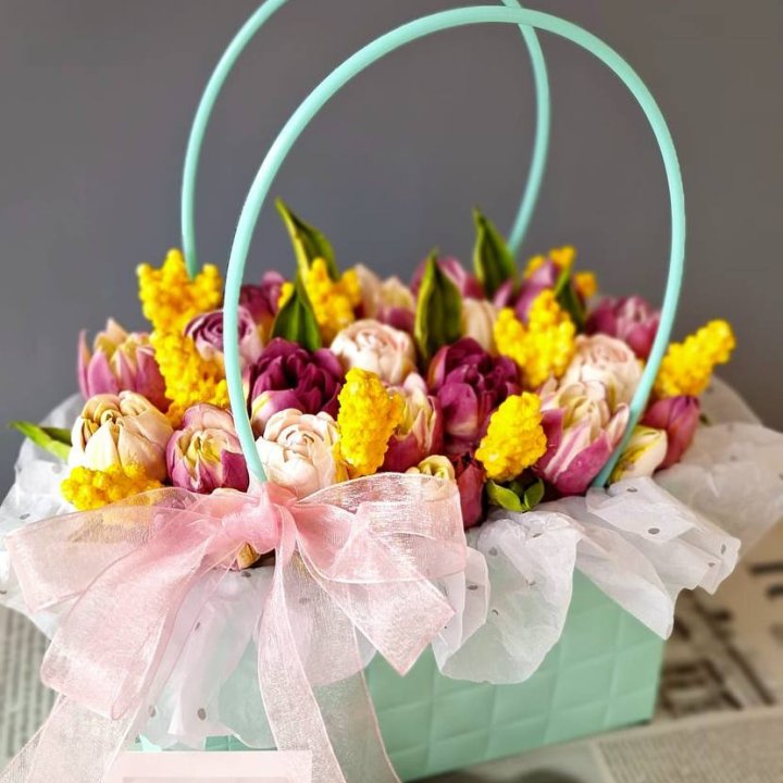 Тюльпаны в сумочке из зефира в Стерлитамаке
