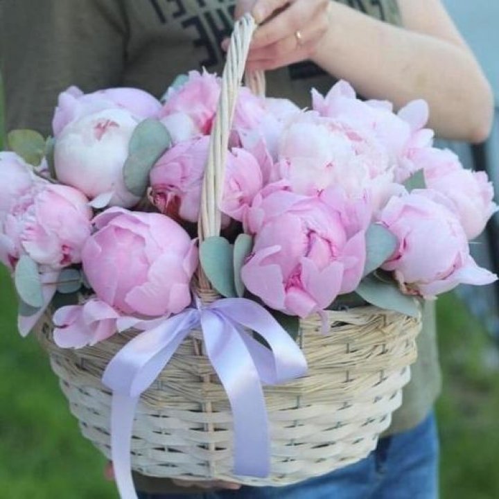 15 пионов в корзине в Стерлитамаке