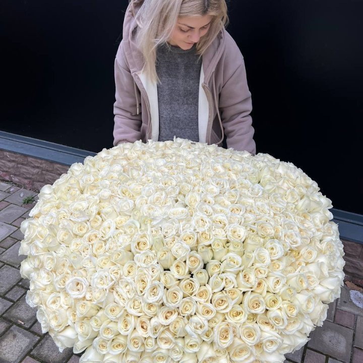 501 белая роза в корзине в Стерлитамаке