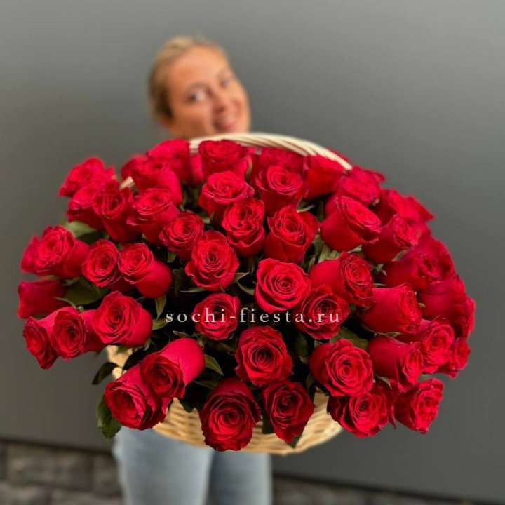 101 красная роза в корзине   в Стерлитамаке