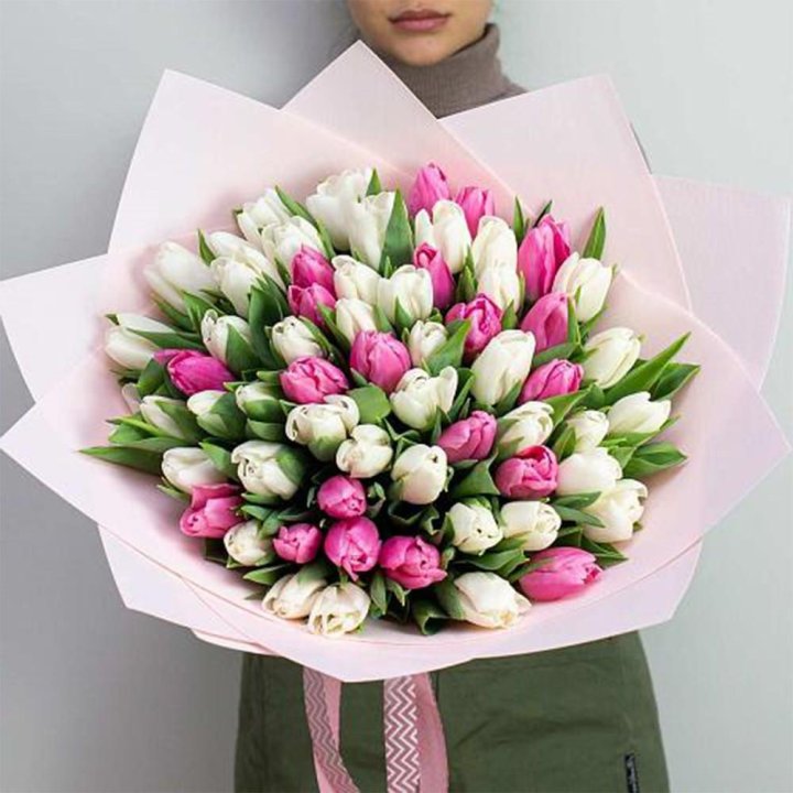 61 бело-розовый тюльпан в Стерлитамаке